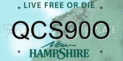QCS90O New Hampshire License Plate