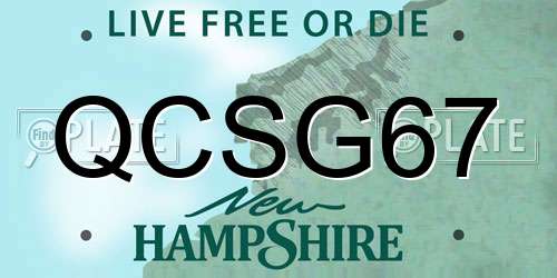 QCSG67 New Hampshire License Plate