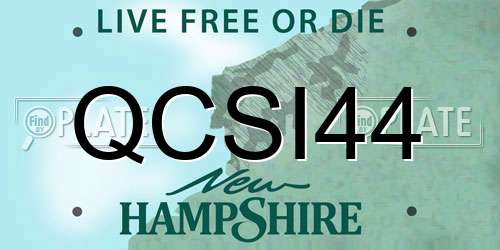 QCSI44 New Hampshire License Plate