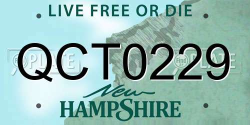 QCT0229 New Hampshire License Plate
