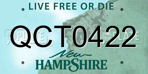 QCT0422 New Hampshire License Plate