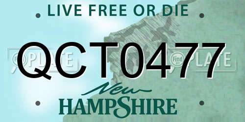 QCT0477 New Hampshire License Plate