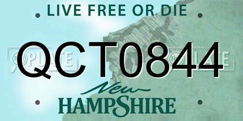 QCT0844 New Hampshire License Plate