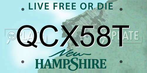 QCX58T New Hampshire License Plate