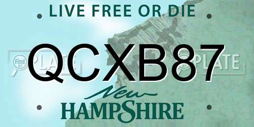 QCXB87 New Hampshire License Plate