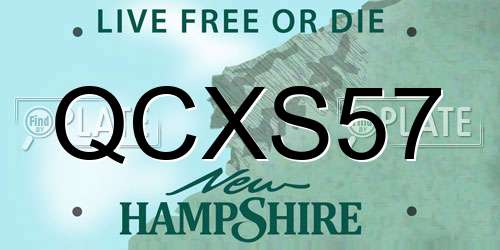 QCXS57 New Hampshire License Plate