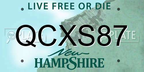 QCXS87 New Hampshire License Plate