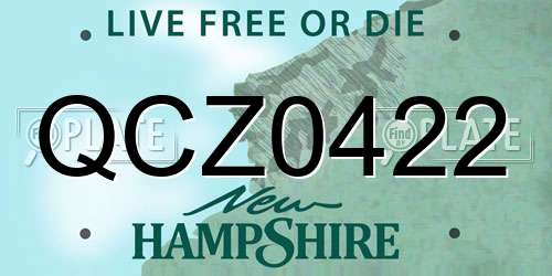 QCZ0422 New Hampshire License Plate