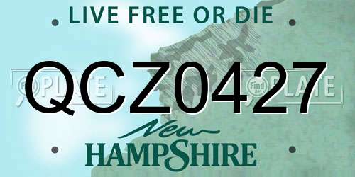 QCZ0427 New Hampshire License Plate