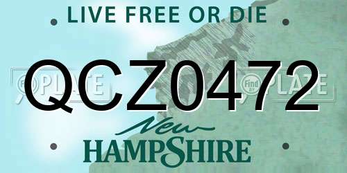 QCZ0472 New Hampshire License Plate