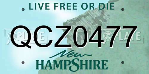 QCZ0477 New Hampshire License Plate