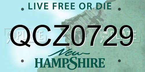 QCZ0729 New Hampshire License Plate