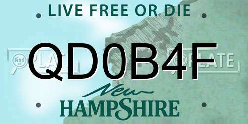 QD0B4F New Hampshire License Plate