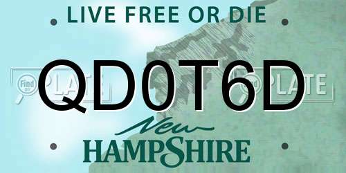 QD0T6D New Hampshire License Plate