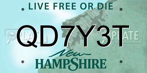 QD7Y3T New Hampshire License Plate