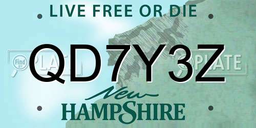 QD7Y3Z New Hampshire License Plate