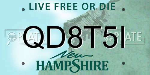 QD8T5I New Hampshire License Plate