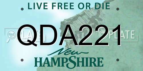 QDA221 New Hampshire License Plate