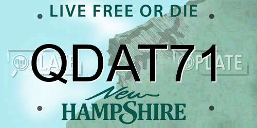 QDAT71 New Hampshire License Plate
