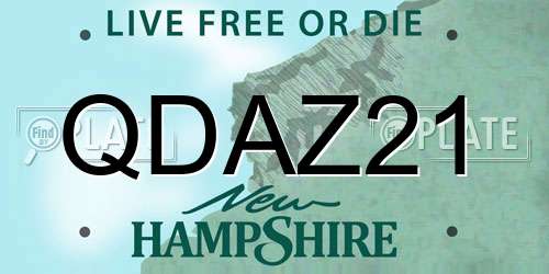 QDAZ21 New Hampshire License Plate