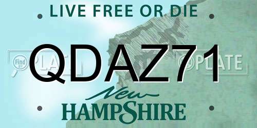 QDAZ71 New Hampshire License Plate