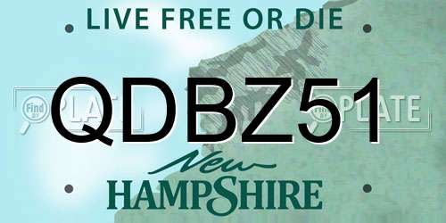 QDBZ51 New Hampshire License Plate