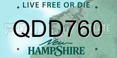 QDD760 New Hampshire License Plate