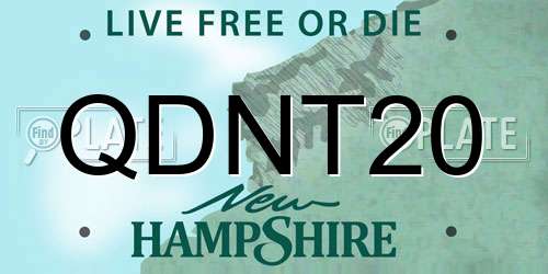 QDNT20 New Hampshire License Plate