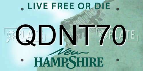 QDNT70 New Hampshire License Plate