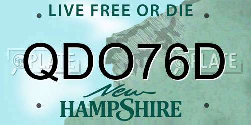 QDO76D New Hampshire License Plate