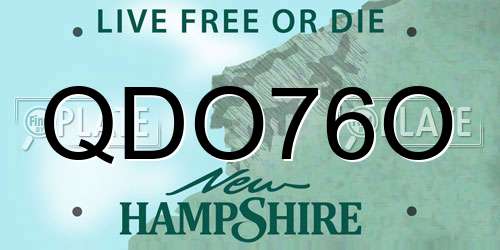 QDO76O New Hampshire License Plate
