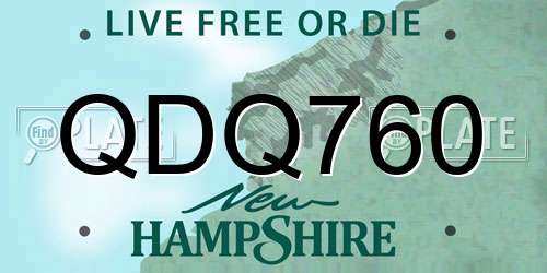 QDQ760 New Hampshire License Plate