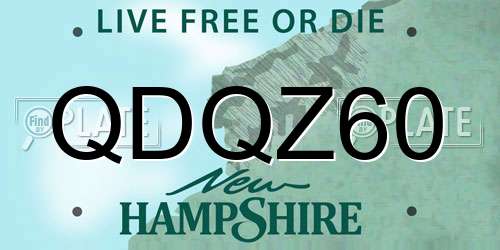 QDQZ60 New Hampshire License Plate