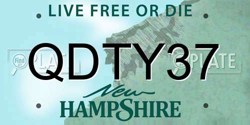 QDTY37 New Hampshire License Plate