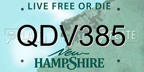 QDV385 New Hampshire License Plate