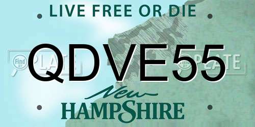 QDVE55 New Hampshire License Plate