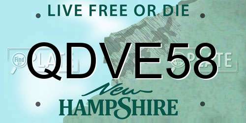 QDVE58 New Hampshire License Plate