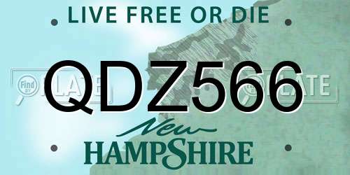 QDZ566 New Hampshire License Plate