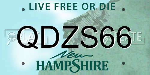 QDZS66 New Hampshire License Plate