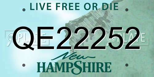 QE22252 New Hampshire License Plate