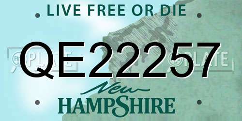 QE22257 New Hampshire License Plate