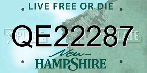 QE22287 New Hampshire License Plate