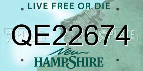 QE22674 New Hampshire License Plate