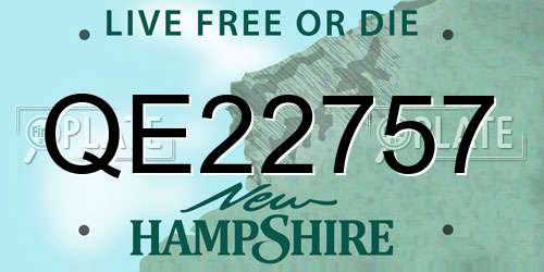 QE22757 New Hampshire License Plate