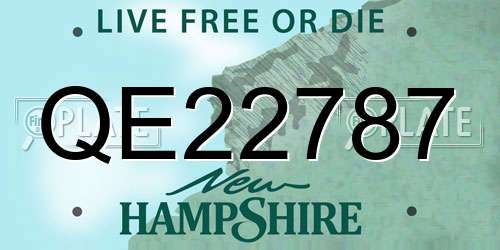 QE22787 New Hampshire License Plate