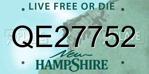 QE27752 New Hampshire License Plate