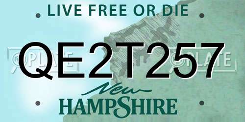 QE2T257 New Hampshire License Plate