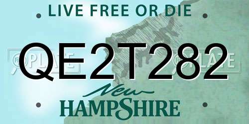 QE2T282 New Hampshire License Plate