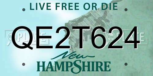 QE2T624 New Hampshire License Plate