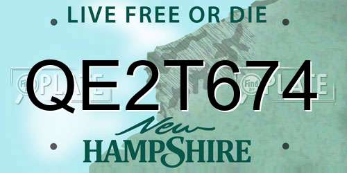 QE2T674 New Hampshire License Plate